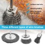 16 Piezas Cepillo de Alambre para Taladro, 6 mm Cepillo Metalico Limpieza, 19-100 mm Wire Brush Set, Cepillo Abrasivo para