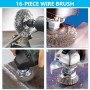16 Piezas Cepillo de Alambre para Taladro, 6 mm Cepillo Metalico Limpieza, 19-100 mm Wire Brush Set, Cepillo Abrasivo para