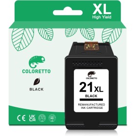 COLORETTO 21 XL Remanufacturado Cartucho de Tinta para HP 21XL Negro DeskJet F4180 D1560 D2460 F380 F370 F2180 F2280 D1460 3940