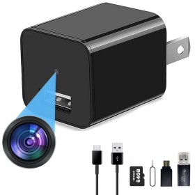 Cargador USB Full HD para cámara Oculta con Tarjeta TF de 64 GB y grabación en Bucle | Cargador de teléfono pequeño y Discreto