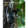 COOAU 4G LTE Cámara Vigilancia Exterior con Sim, 2K 3MP QHD Camara 4G Solar sin Cable con Batería, PTZ 355°/90°, Visión