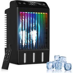 Aire Acondicionado Portatil con Pantalla, Climatizador Evaporativo 4 EN1 De 1000 Ml Tanque, con Mando, Mini Enfriador de Aire