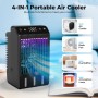 Aire Acondicionado Portatil con Pantalla, Climatizador Evaporativo 4 EN1 De 1000 Ml Tanque, con Mando, Mini Enfriador de Aire
