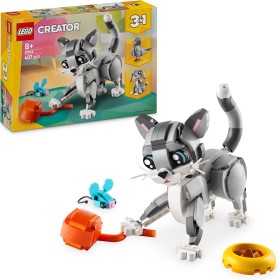 LEGO Creator 3 en 1 Gato Juguetón Transformable en Perro de Juguete o Paloma, Juego con Animales, Figuras Articuladas, Regalo de