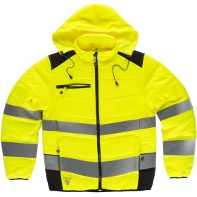 WORKTEAM Cazadora Acolchada Alta Visibilidad y Cintas Reflectantes Inclinadas con Capucha Interior. Unisex