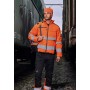 WORKTEAM Cazadora Acolchada Alta Visibilidad y Cintas Reflectantes Inclinadas con Capucha Interior. Unisex