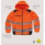WORKTEAM Cazadora Acolchada Alta Visibilidad y Cintas Reflectantes Inclinadas con Capucha Interior. Unisex