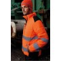 WORKTEAM Cazadora Acolchada Alta Visibilidad y Cintas Reflectantes Inclinadas con Capucha Interior. Unisex