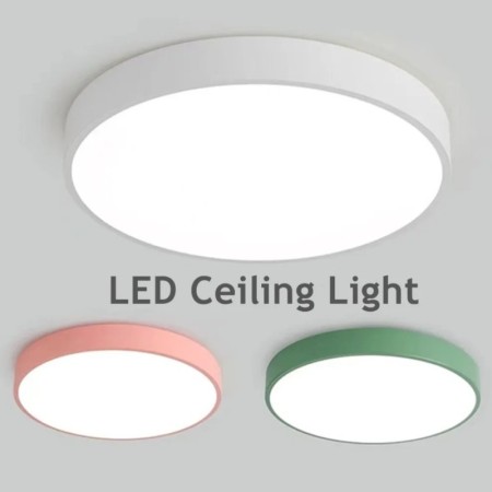 Luz LED de techo nórdica, lámpara Circular de grano Macaron, dormitori