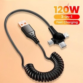 Cable de datos de carga rápida para teléfono móvil 3 en 1, 120W, para 