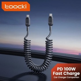 Toocki USB C Cable de resorte tipo C a USB C 5A Cable de cargador de c