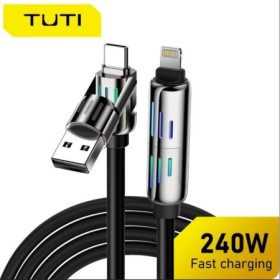TUTI-USB Cable de carga rápida 2 en 1 PD240W con silicona líquida de l