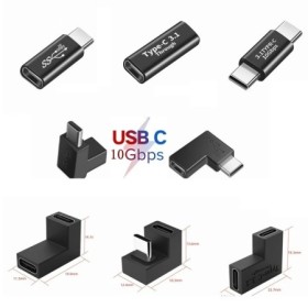 Adaptador convertidor OTG macho a hembra, USB 3,1 de 90 grados en form