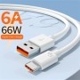 Cable USB tipo C de carga súper rápida 6A para Huawei Honor Xiaomi Red