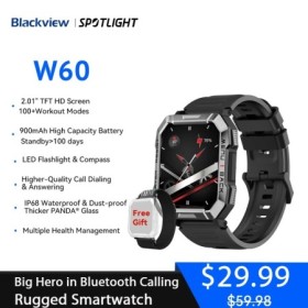 Blackview-reloj inteligente W60, dispositivo resistente con pantalla H