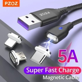 PZOZ 5A cable magnético tipo C cargador súper rápido micro USB C para 
