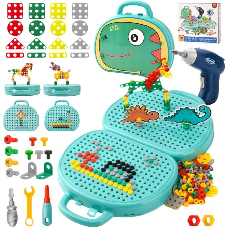 DAOUZL Juego de Caja de Herramientas para Niños, Caja de Juguetes Montessori con Taladro, Caja Mágica de Juguetes Montessori,