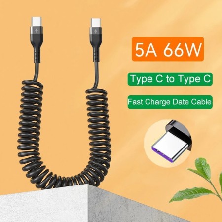 Cable de resorte de carga rápida de 66W 5A tipo C a tipo C para Xiaomi