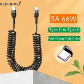 Cable de resorte de carga rápida de 66W 5A tipo C a tipo C para Xiaomi