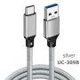 Cable USB tipo C de carga rápida, Cable de datos de 5M, 3M, 0,2 m, 60W