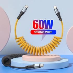 Cable de resorte tipo C a tipo C 60W Cable de cargador rápido USB C pa