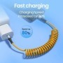 Cable de resorte tipo C a tipo C 60W Cable de cargador rápido USB C pa