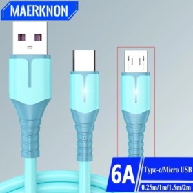 Cable USB tipo C 5A, 2M, Micro USB, 1M, carga rápida, cargador Android
