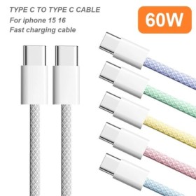 Cable de carga rápida PD de Color trenzado USB C a tipo C de 60W para 