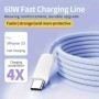 Cable de carga rápida PD de Color trenzado USB C a tipo C de 60W para 