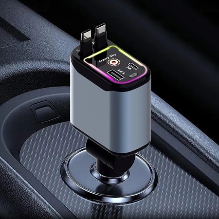 Nuevo cargador de coche retráctil de 120W, luz de proyección superior 