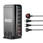 Cargador USB GaN de 8 puertos de 600W, estación de carga tipo C PD3.1,