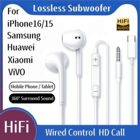 Auriculares intrauditivos Subwoofer con micrófono HD tipo C auriculare