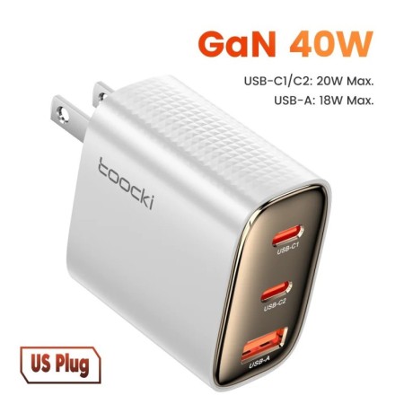 Toocki-cargador USB tipo C para móvil, dispositivo de carga rápida par