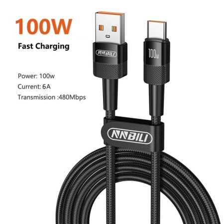 NNBILI-Cable USB A tipo C para móvil, cargador de carga rápida de 100W