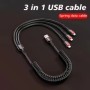 Cable de datos de carga rápida USB múltiple 3 en 1 de 66W, Cable Micro