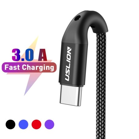 USLION 3A Cable USB tipo C Cable de carga rápida para Samsung Galaxy S