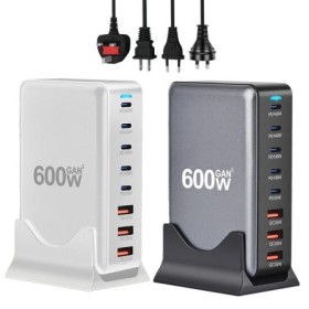2025 caliente 600W GaN cargador rápido 8 puertos USB C tipo C estación