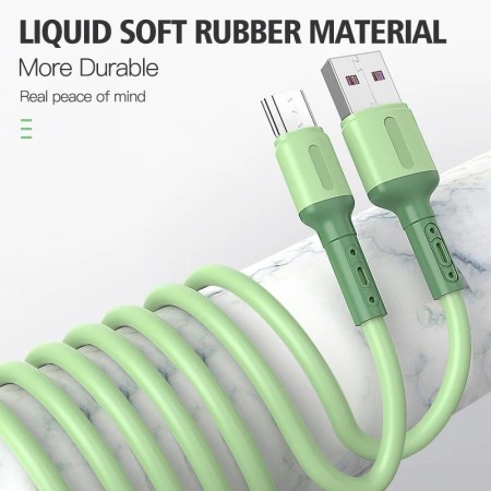 Cable Micro USB 3A, Cable de silicona suave líquido de carga rápida pa