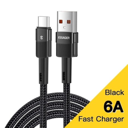 Essager-Cable USB tipo C de carga rápida 6A para móvil, cargador de da