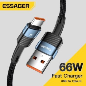 Essager-Cable USB tipo C de carga rápida 6A para móvil, cargador de da