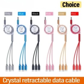 Cable de datos USB retráctil para iPhone Android tipo C cargador de ca