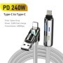 TUTI 4 en 1 Cable de carga rápida USB PD240W con luz ambiental colorid