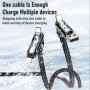 TUTI 4 en 1 Cable de carga rápida USB PD240W con luz ambiental colorid