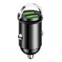 Mini cargador de coche con anillo de tracción, carga rápida USB Dual p