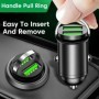 Mini cargador de coche con anillo de tracción, carga rápida USB Dual p