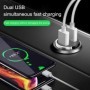 Mini cargador de coche con anillo de tracción, carga rápida USB Dual p