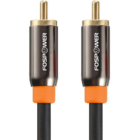 FosPower - Cable RCA Audio de 90cm – RCA Macho a Macho - Premium con 24K Oro Chapado Conectores - S/PDIF Digital Cable Coaxial