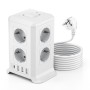 Torre Regletas Enchufes, Regleta USB 8 Tomas de AC y 4 USB Enchufe Multiple,Regleta Enchufes Proteccion Sobretension, 2 M