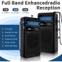 Radio Portatil Pequeña, Radios Am/FM Reproductor con práctico mosquetón, se Conecta a los Auriculares, Versátil, Negro