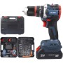 Taladro Percutor a Bateria 21V, Sin Escobillas Taladro Atornillador Bateria con 2x2.0Ah Baterías, Atornillador Electrico 55N.m,